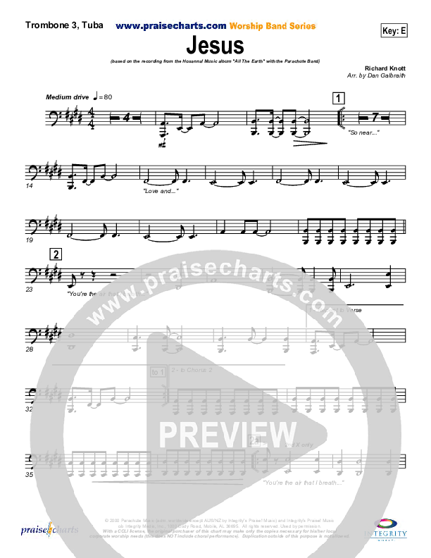 Jesus Trombone 3/Tuba (Parachute Band)