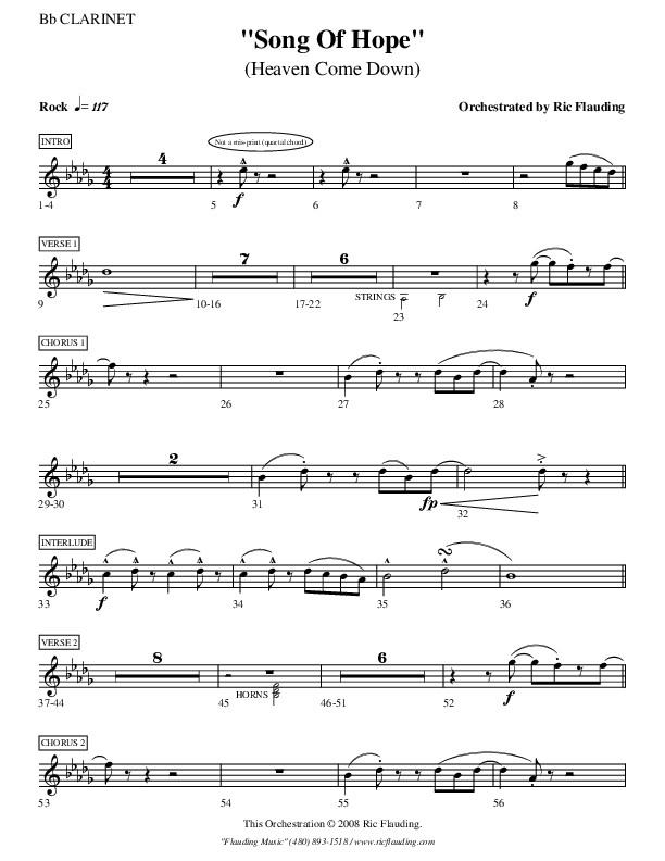 Song Of Hope Clarinet (Ric Flauding)