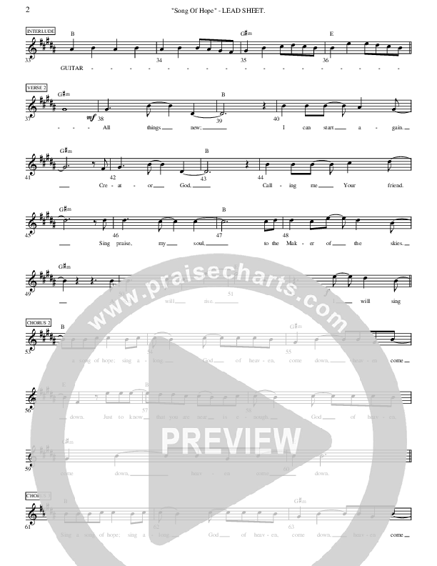 Song Of Hope Lead Sheet (Ric Flauding)