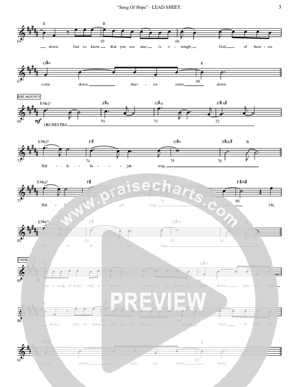 Song Of Hope Lead Sheet (Ric Flauding)