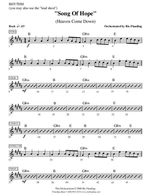Song Of Hope Rhythm Chart (Ric Flauding)