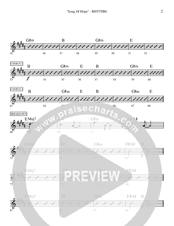 Song Of Hope Rhythm Chart (Ric Flauding)