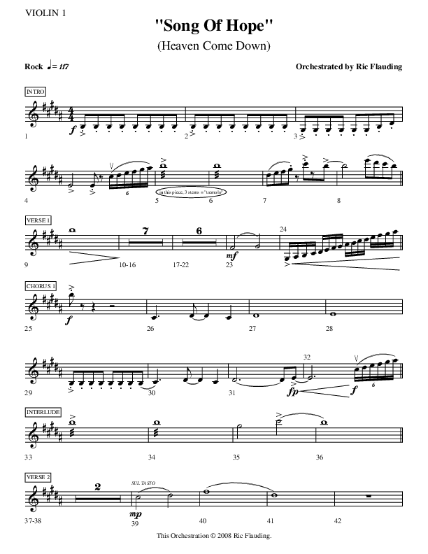 Song Of Hope Violin 1 (Ric Flauding)