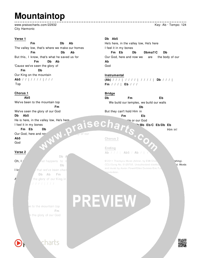 Mountaintop Chords & Lyrics (City Harmonic)