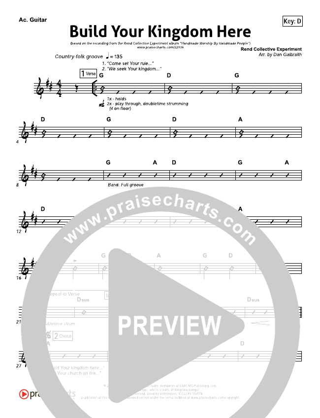 Build Your Kingdom Here Sheet Music PDF (Rend Collective) - PraiseCharts
