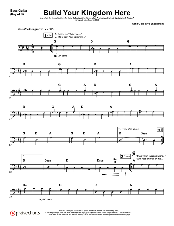 Build Your Kingdom Here Bass Guitar (Rend Collective)