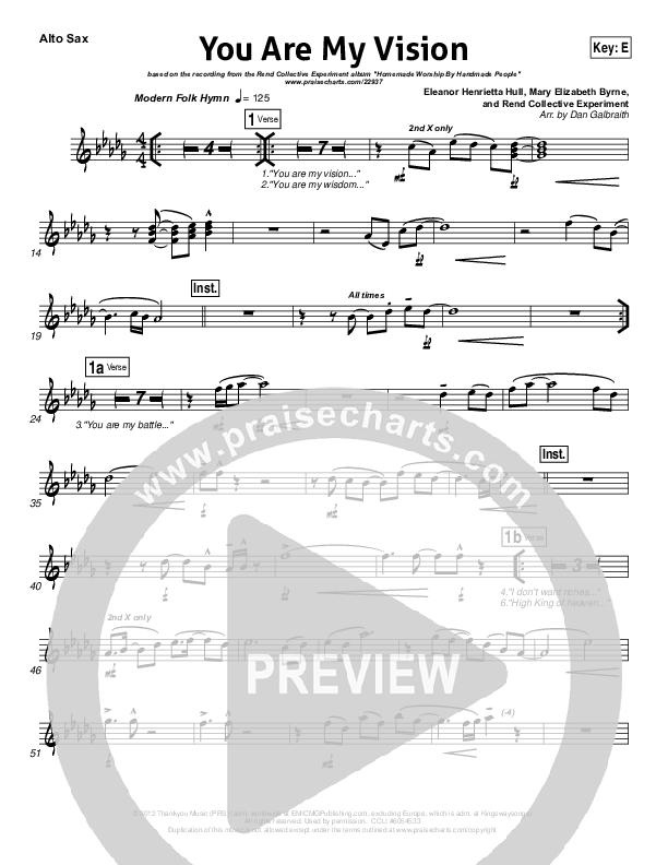 You Are My Vision Alto Sax (Rend Collective)