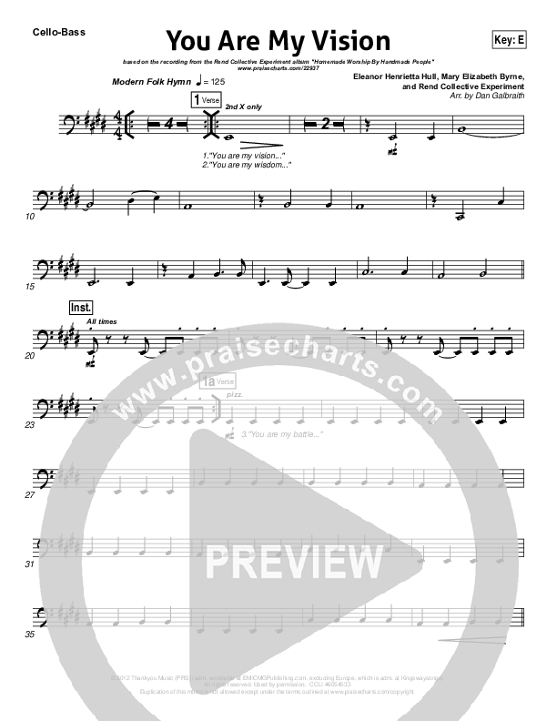 You Are My Vision Cello/Bass (Rend Collective)