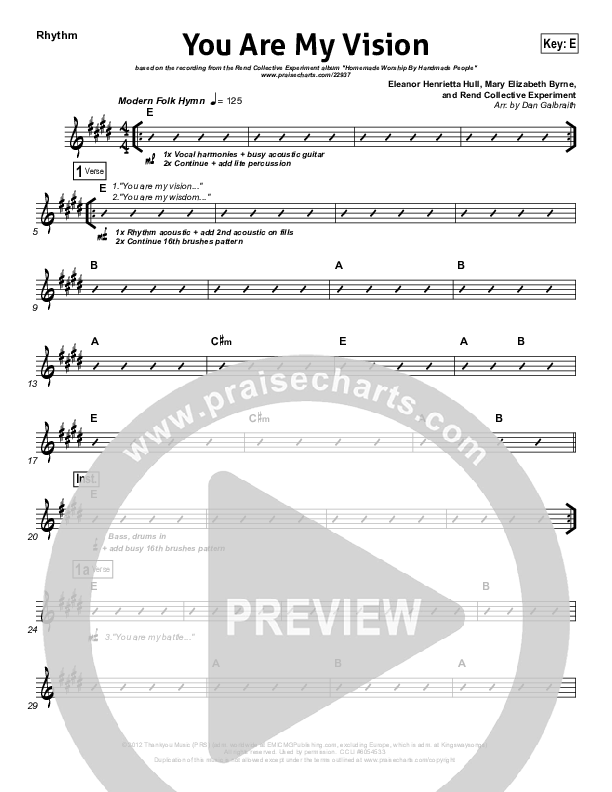 You Are My Vision Rhythm Chart (Rend Collective)