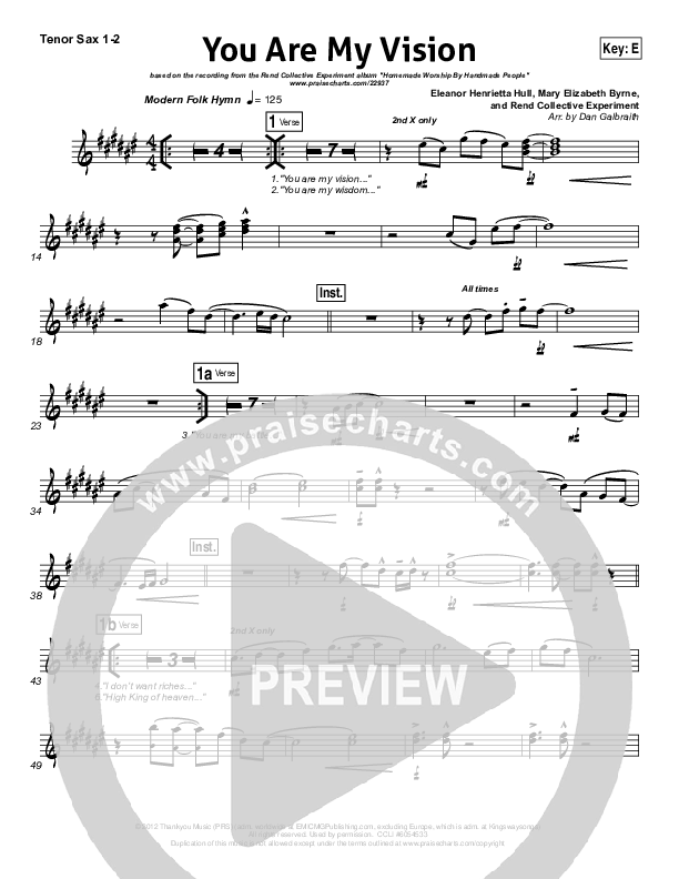 You Are My Vision Tenor Sax 1/2 (Rend Collective)