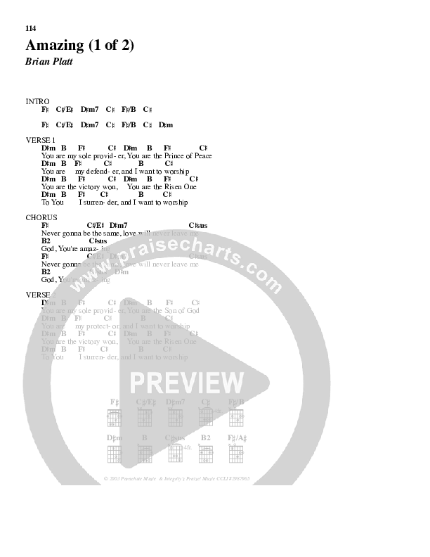 Amazing Chord Chart (Parachute Band)