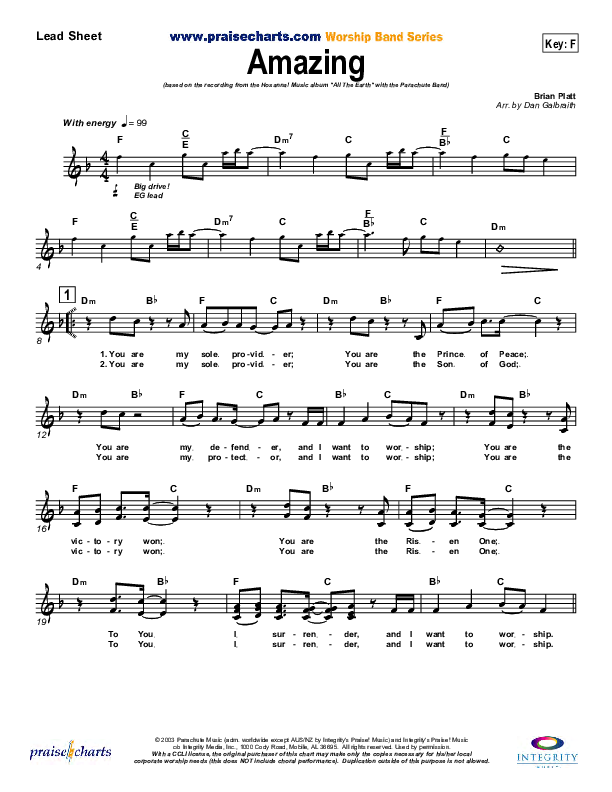 Amazing Lead Sheet (Parachute Band)