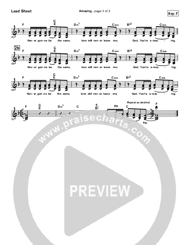 Amazing Lead Sheet (SAT) (Parachute Band)
