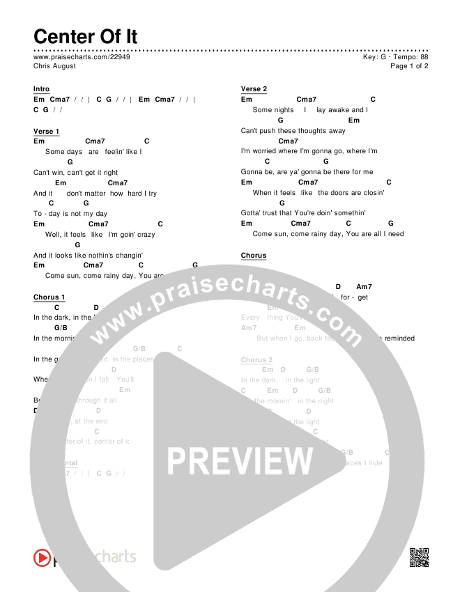 Center Of It Chords & Lyrics (Chris August)