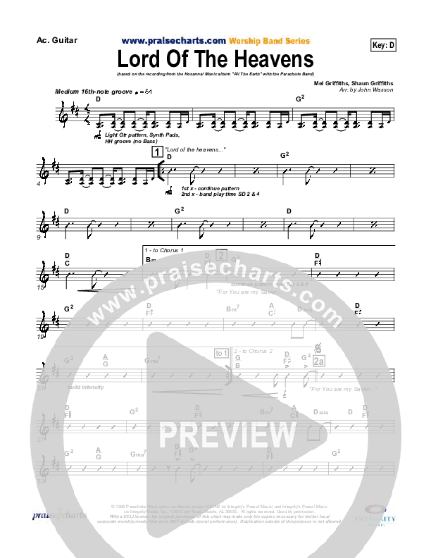 Lord Of The Heavens Acoustic Guitar (Parachute Band)