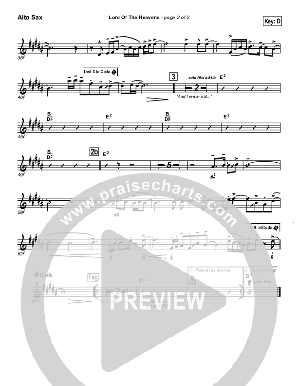 Lord Of The Heavens Alto Sax (Parachute Band)