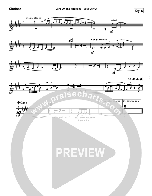 Lord Of The Heavens Clarinet (Parachute Band)