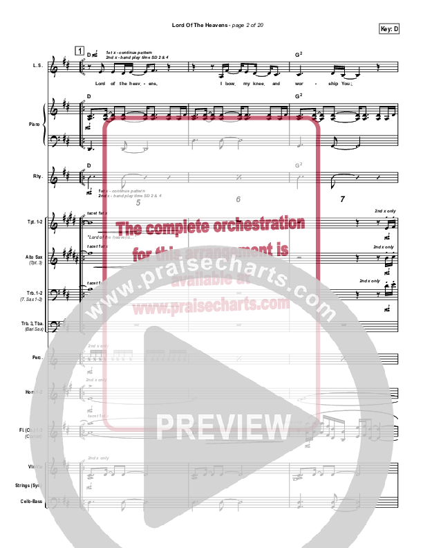 Lord Of The Heavens Conductor's Score (Parachute Band)