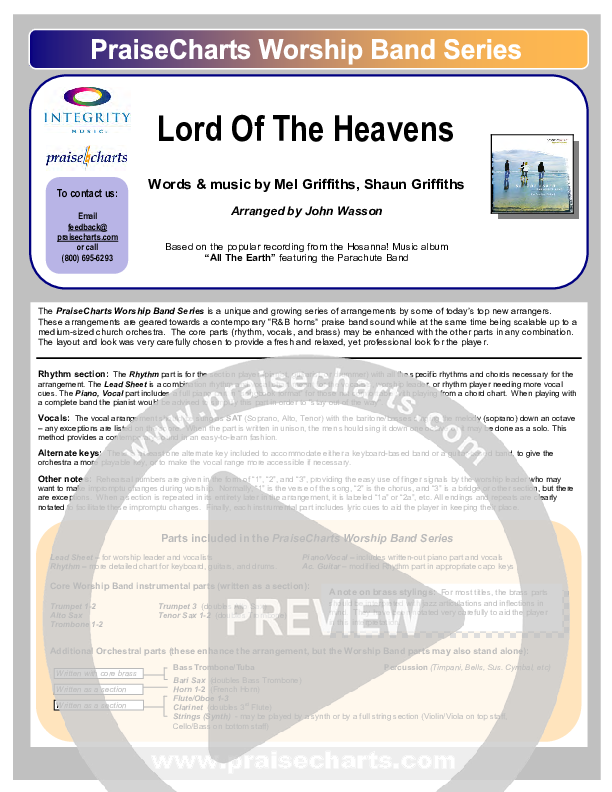 Lord Of The Heavens Orchestration (Parachute Band)