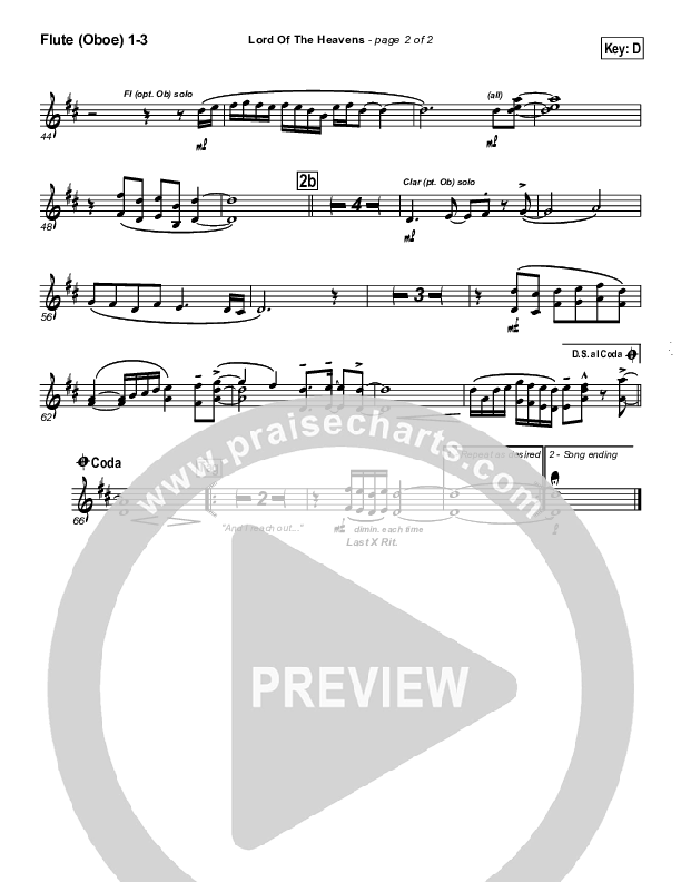 Lord Of The Heavens Flute/Oboe 1/2/3 (Parachute Band)