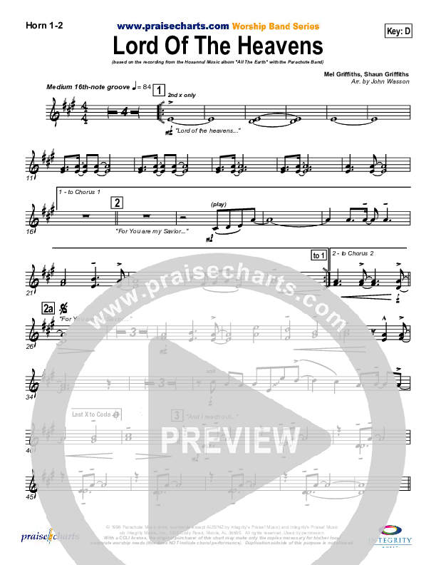 Lord Of The Heavens French Horn 1/2 (Parachute Band)