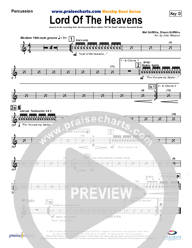 Lord Of The Heavens Percussion (Parachute Band)