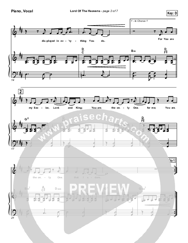 Lord Of The Heavens Lead & Piano (Parachute Band)