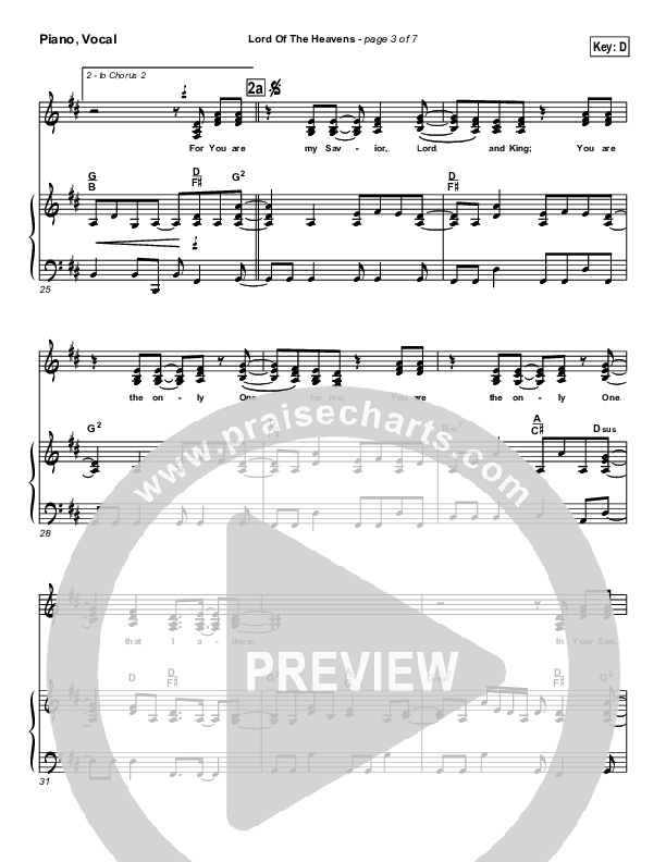 Lord Of The Heavens Lead & Piano (Parachute Band)