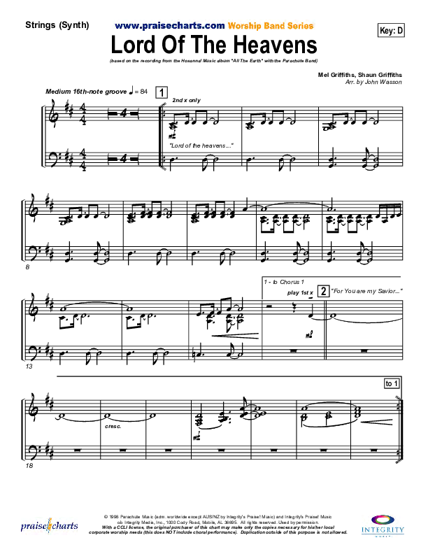 Lord Of The Heavens Synth Strings (Parachute Band)