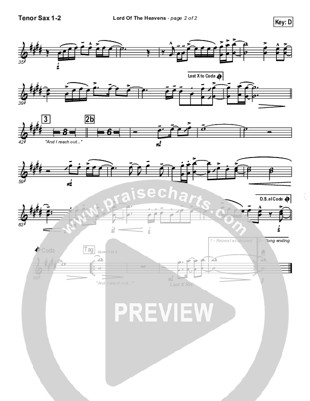 Lord Of The Heavens Tenor Sax 1/2 (Parachute Band)