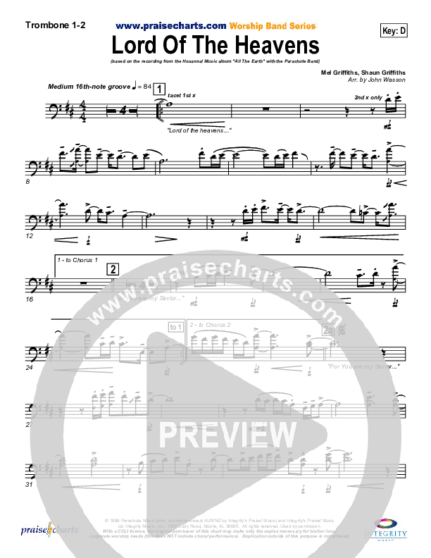 Lord Of The Heavens Trombone 1/2 (Parachute Band)