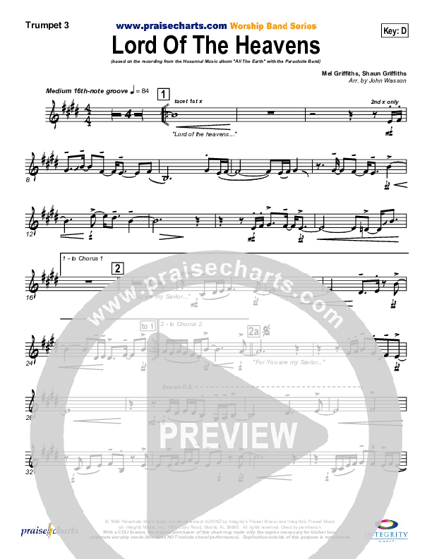 Lord Of The Heavens Trumpet 3 (Parachute Band)