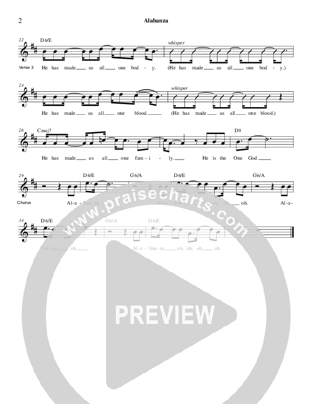 Alabanza Lead Sheet (Derick Thomas)