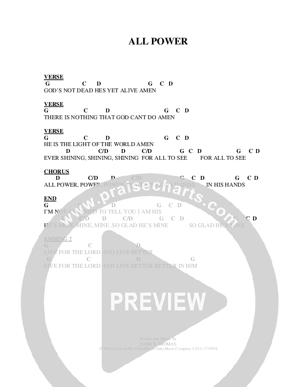 All Power Chords & Lyrics (Derick Thomas)