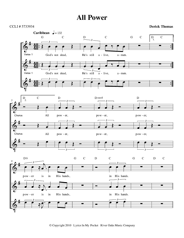 All Power Piano/Vocal (Derick Thomas)