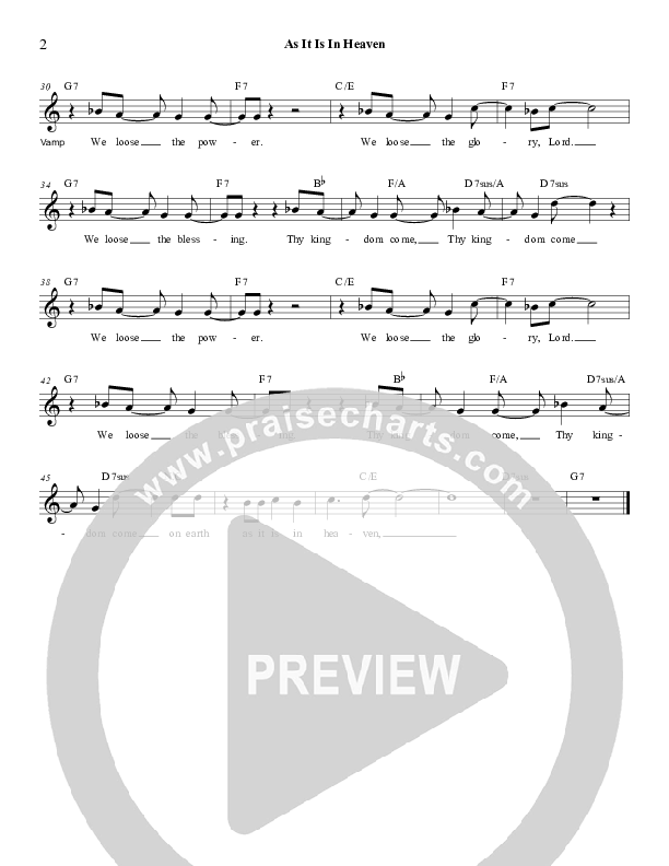 As It Is In Heaven Lead Sheet (Derick Thomas)