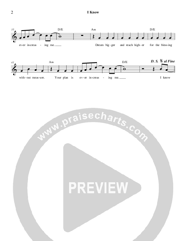 I Know Lead Sheet (Derick Thomas)