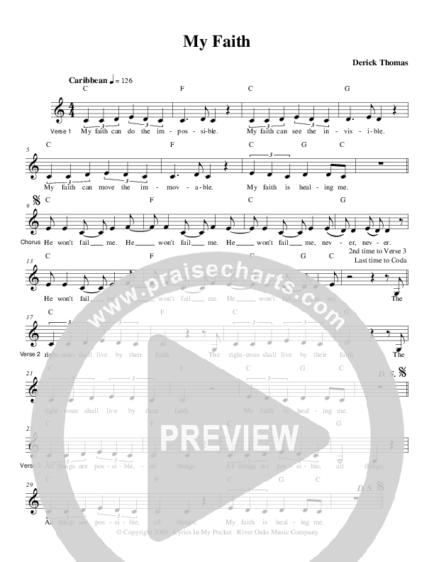 My Faith Lead Sheet (Derick Thomas)