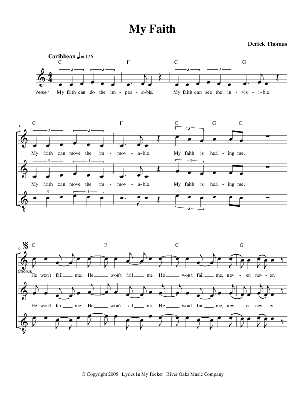 My Faith Lead Sheet (Derick Thomas)