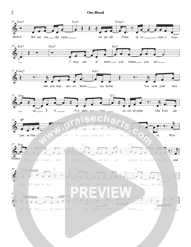 One Blood Lead Sheet (Derick Thomas)