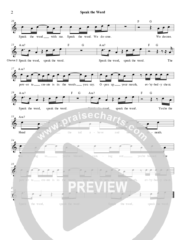 Speak The Word Lead Sheet (Derick Thomas)