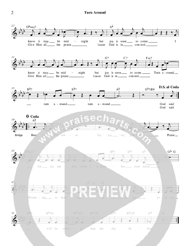 Turn Around Lead Sheet (Derick Thomas)