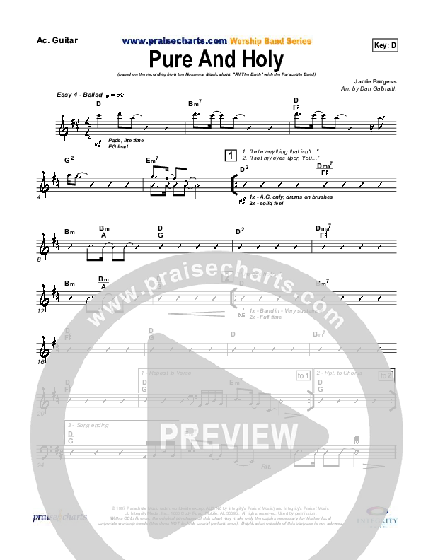 Pure And Holy Rhythm Chart (Parachute Band)