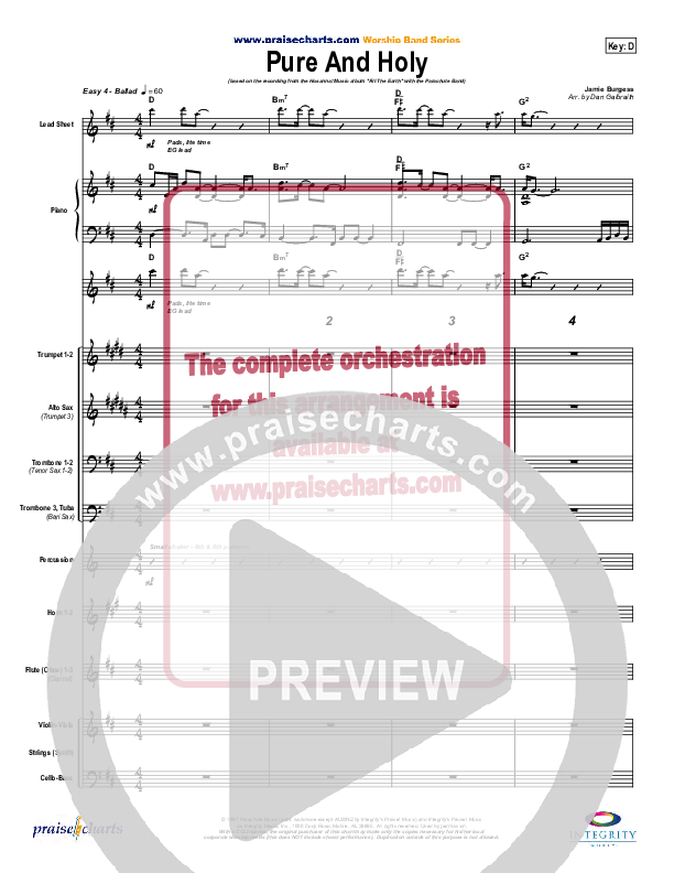 Pure And Holy Conductor's Score (Parachute Band)