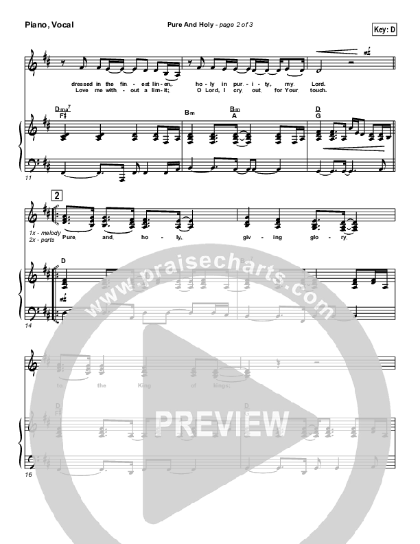 Pure And Holy Lead & Piano (Parachute Band)