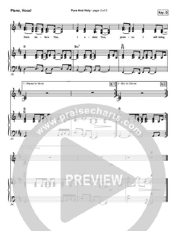 Pure And Holy Lead & Piano (Parachute Band)