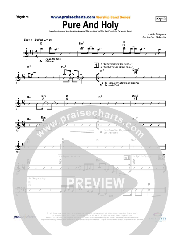 Pure And Holy Rhythm Chart (Parachute Band)