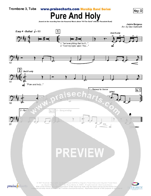 Pure And Holy Trombone 3/Tuba (Parachute Band)