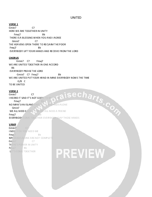 United Chords & Lyrics (Derick Thomas)