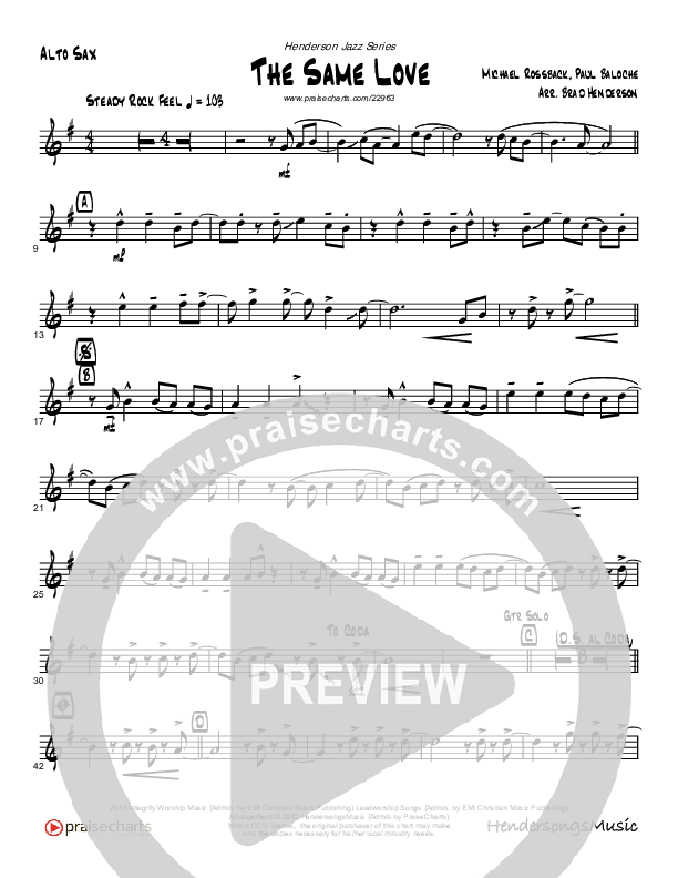 The Same Love Alto Sax (Brad Henderson)